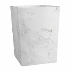 Belle Grey & White Marbled Wastebasket, 10"