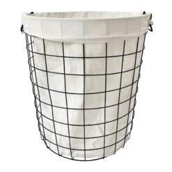 Black Metal Laundry Hamper With Handles, Small