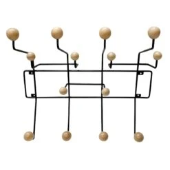 Black Metal With Natural Wooden Wall Hooks