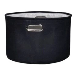 Black Round Fabric Storage Basket, Small
