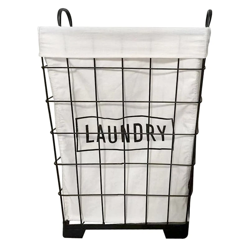 Black Square Metal Grid Laundry Hamper With Liner, Medium 3 Black Square Metal Grid Laundry Hamper With Liner, Medium