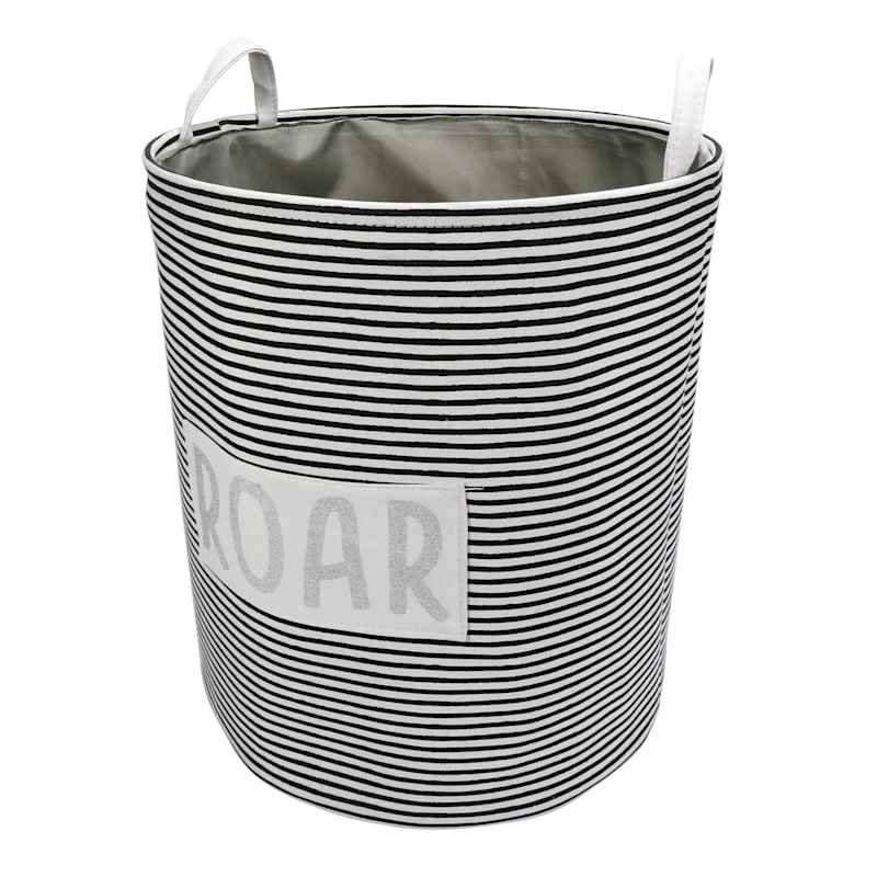 Black Striped Round Laundry Hamper, Medium 3 Black Striped Round Laundry Hamper, Medium