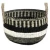 Black & White Round Seagrass Basket, 18" -Household Items Shop black white round seagrass basket 18