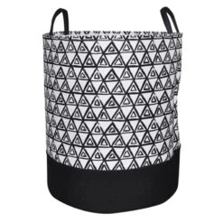 Black & White Triangle Print Laundry Hamper, Medium
