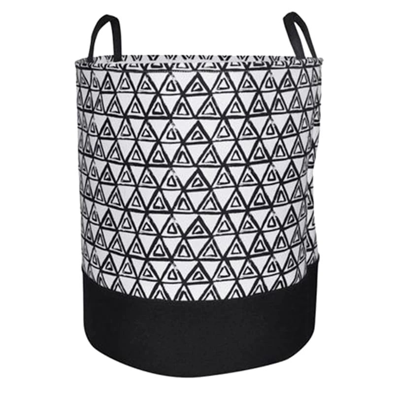 Black & White Triangle Print Laundry Hamper, Medium 3 Black & White Triangle Print Laundry Hamper, Medium