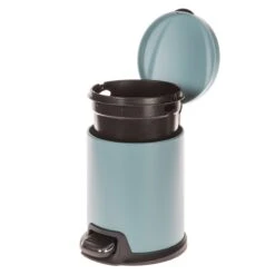 Blue Stainless Steel Round Pedal Bin, 5l -Household Items Shop blue stainless steel round pedal bin 5l 2