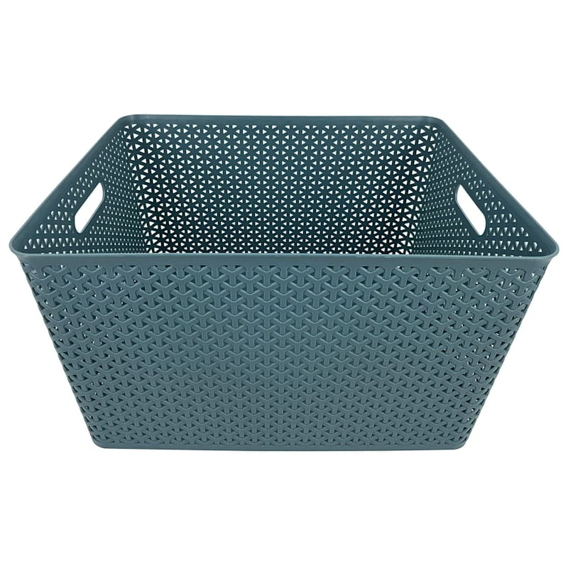 Blue Y-Weave Plastic Storage Basket, Extra Large 3 Blue Y-Weave Plastic Storage Basket, Extra Large