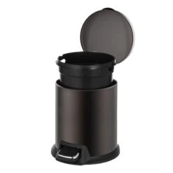 Brown Stainless Steel Round Pedal Bin, 5l -Household Items Shop brown stainless steel round pedal bin 5l 4
