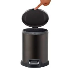 Brown Stainless Steel Round Pedal Bin, 5l -Household Items Shop brown stainless steel round pedal bin 5l 5