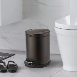 Brown Stainless Steel Round Pedal Bin, 5l -Household Items Shop brown stainless steel round pedal bin 5l 6
