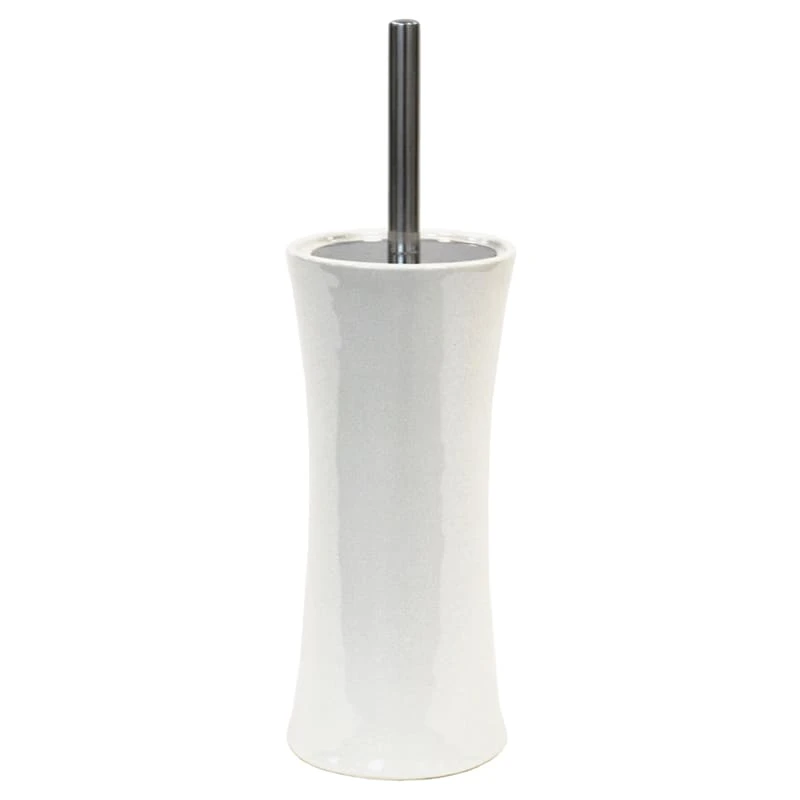 Burt White Ceramic Toilet Bowl Brush Holder & Chrome Handle 3 Burt White Ceramic Toilet Bowl Brush Holder & Chrome Handle