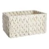 Chunky White Rectangle Fabric Storage Basket, Medium -Household Items Shop chunky white rectangle fabric storage basket medium