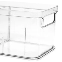 Clear Storage Bin With Divider, Small -Household Items Shop clear storage bin with divider small 1