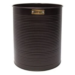 Cliff Bronze & Gold Ridged Metal Waste Bin, 11"