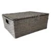 Dark Grey Paper Rope Storage Basket With Lid, Medium 1 Dark Grey Paper Rope Storage Basket With Lid, Medium -Household Items Shop dark grey paper rope storage basket with lid medium