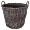 Dark Grey Split Willow Round Basket, Small -Household Items Shop dark grey split willow round basket small