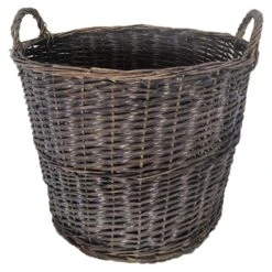 Dark Grey Split Willow Round Basket, Small