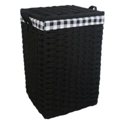 Floor Standing Hamper With Printed Buffalo Check Designed Liner, Extra Large