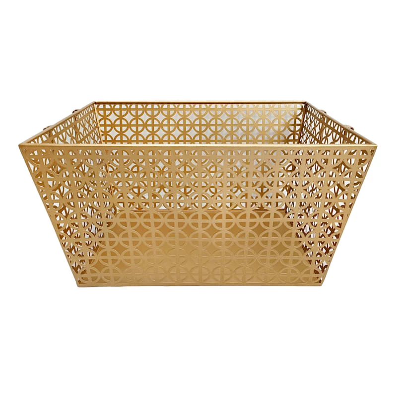 Geo Gold Metal Rectangle Storage Basket, Large 3 Geo Gold Metal Rectangle Storage Basket, Large