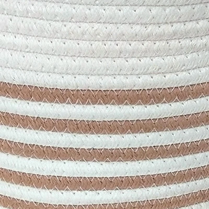 Glam Tan Striped Tall Round Storage Bin, Large 4 Glam Tan Striped Tall Round Storage Bin, Large - Image 2