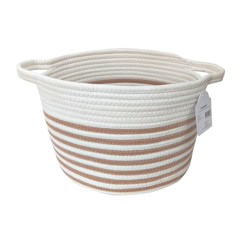 Glam Tan Striped Tall Round Storage Bin, Large 3 Glam Tan Striped Tall Round Storage Bin, Large