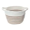 Glam Tan Striped Tall Round Storage Bin, Medium -Household Items Shop glam tan striped tall round storage bin medium