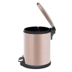 Gold Round Pedal Bin, 5l -Household Items Shop gold round pedal bin 5l 2