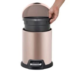 Gold Round Pedal Bin, 5l -Household Items Shop gold round pedal bin 5l 3