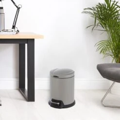 Gold Round Pedal Bin, 5l -Household Items Shop gold round pedal bin 5l 5