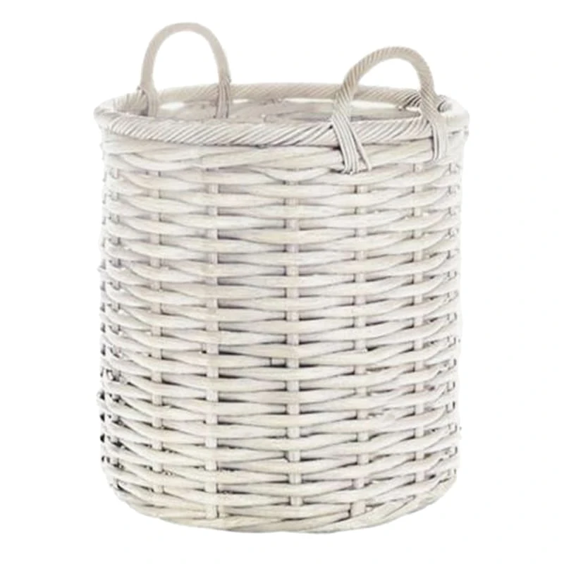 Grace Mitchell Whitewashed Round Willow Basket, Small 3 Grace Mitchell Whitewashed Round Willow Basket, Small