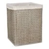 Grey Bamboo Wood Laundry Hamper With Liner, Medium -Household Items Shop grey bamboo wood laundry hamper with liner medium