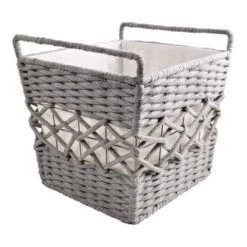 Grey Tapered Rope Laundry Hamper, Medium
