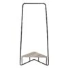 Jami Corner Black Garment Rack With Brown Shelf -Household Items Shop jami corner black garment rack with brown shelf