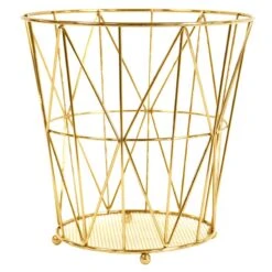 Keira Harvest Gold Wire Waste Bin, 10"