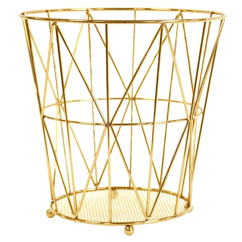 Keira Harvest Gold Wire Waste Bin, 10" 3 Keira Harvest Gold Wire Waste Bin, 10"
