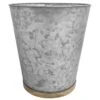 Light Grey Galvanized Metal With Wooden Accent Wastebasket, 10" -Household Items Shop light grey galvanized metal with wooden accent wastebasket 10