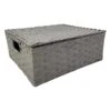 Light Grey Paper Rope Storage Basket With Lid, Medium -Household Items Shop light grey paper rope storage basket with lid medium