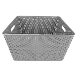 Light Grey Y-Weave Plastic Storage Basket, Extra Large