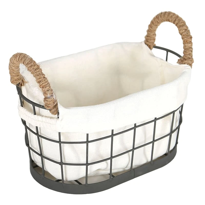 Lined Oval Wire Storage Basket, Small 4 Lined Oval Wire Storage Basket, Small - Image 2