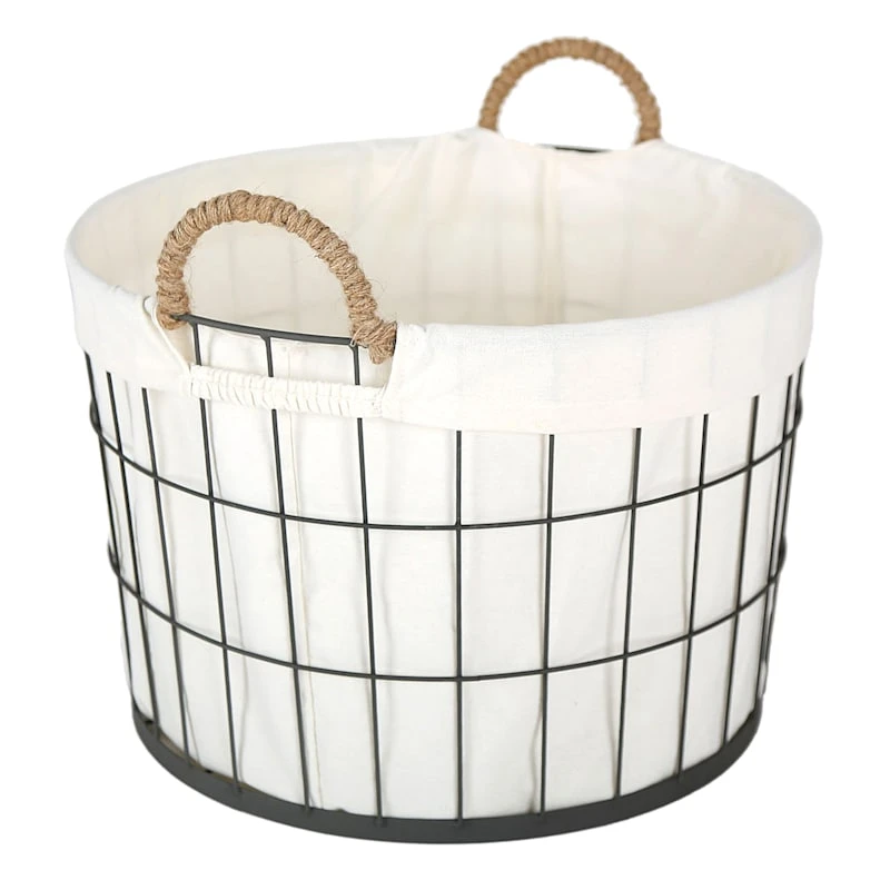 Lined Round Wire Storage Basket, Large 4 Lined Round Wire Storage Basket, Large - Image 2