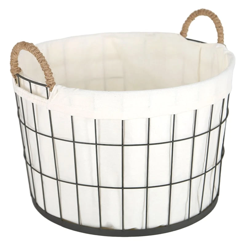 Lined Round Wire Storage Basket, Large 5 Lined Round Wire Storage Basket, Large - Image 3