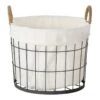 Lined Round Wire Storage Basket, Medium -Household Items Shop lined round wire storage basket medium