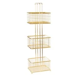 Manhattan 4-Tier Square Storage Stand, Glazed Gold