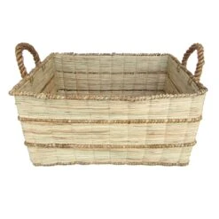 Mendong Water Hyacinth Rectangle Natural Large Basket