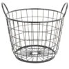 Metal Round Wire Grid Basket With Handle, Large -Household Items Shop metal round wire grid basket with handle large