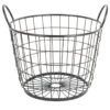 Metal Round Wire Grid Basket With Handle, Medium -Household Items Shop metal round wire grid basket with handle medium
