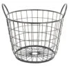 Metal Round Wire Grid Basket With Handle, Small 1 Metal Round Wire Grid Basket With Handle, Small -Household Items Shop metal round wire grid basket with handle small