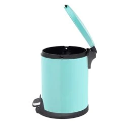 Mint Green Round Pedal Bin, 5l -Household Items Shop mint green round pedal bin 5l 2