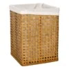 Natural Bamboo Wood Laundry Hamper With Liner, Small -Household Items Shop natural bamboo wood laundry hamper with liner small
