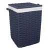 Navy Blue Square Laundry Floor Standing Hamper With Ivory Liner, Extra Large -Household Items Shop navy blue square laundry floor standing hamper with ivory liner extra large